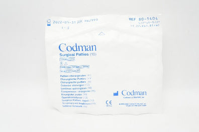 Codman 80-1404 Surgical Patties 1/2inch x 1-1/2inch - Pack of 10 (x)